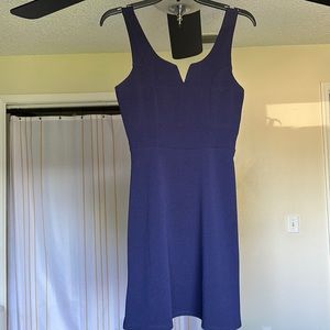 Navy blue skater dress.